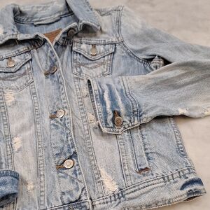 Vintage Y2K Abercrombie Jacket Sz Jr M=Wom Sm Distressed Cropped Lt‎ Wash Rocker